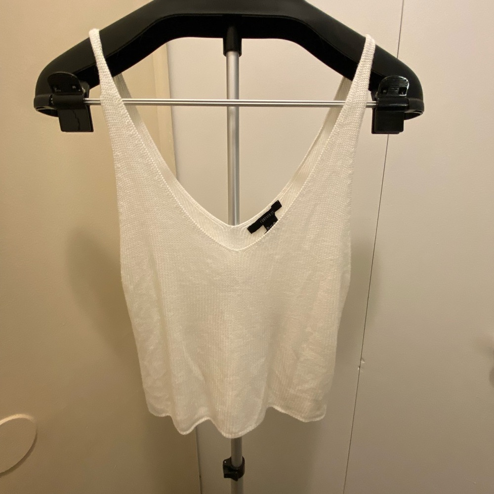 3/$15 White Cropped Knit Tank Forever21